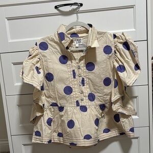 BUCKETLIST Blouse with Purple Polka Dots